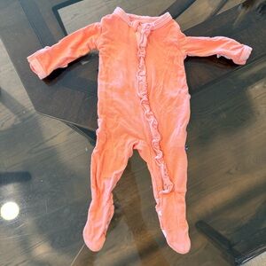 Soft Coral Ruffle footie-Kickee pants